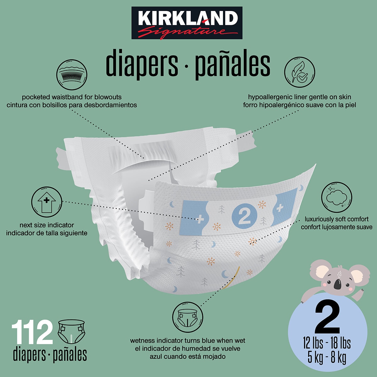 Kirkland Signature Pañales Etapa 2 Unisex 112 pzas