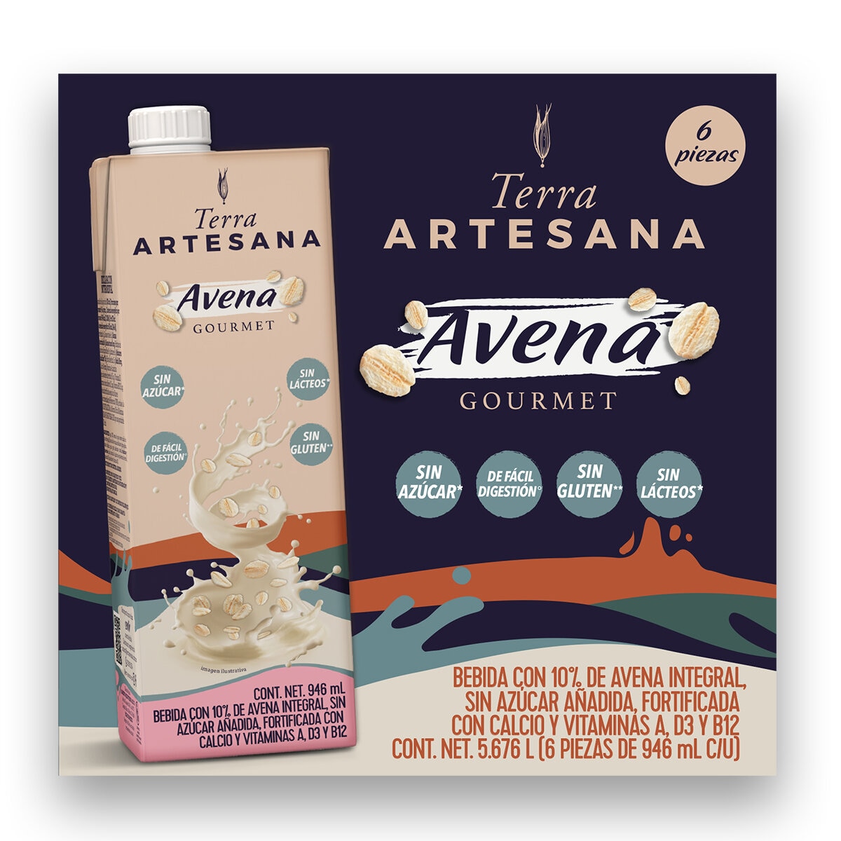 Terra Artesana Bebida de Avena 6 pzas de 946 ml