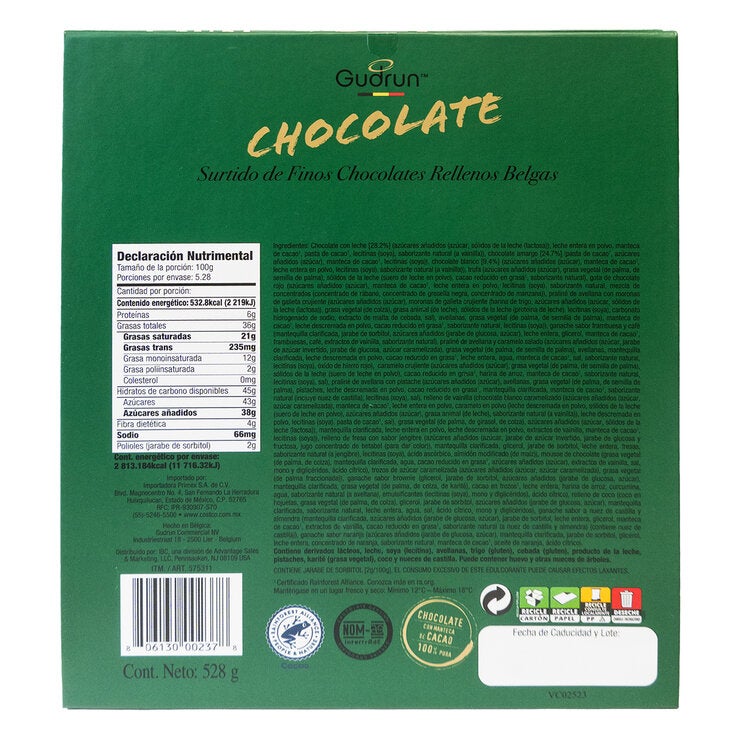 Gudrun Surtido de Finos Chocolates Belgas Rellenos 520 g