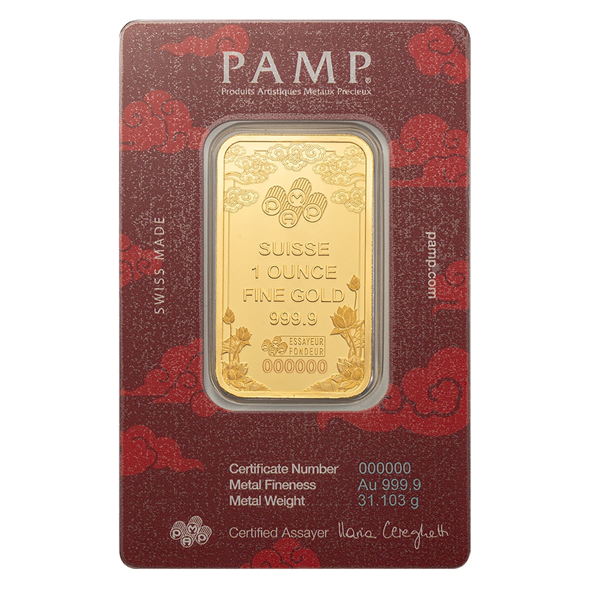 Lingote de Oro 1 oz PAMP, Dragón Buena Suerte