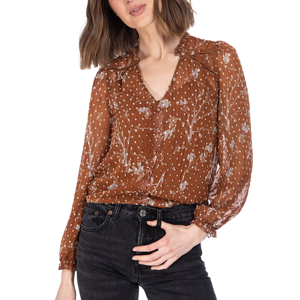 Bobeau Blusa para Dama Naranja Extra Grande