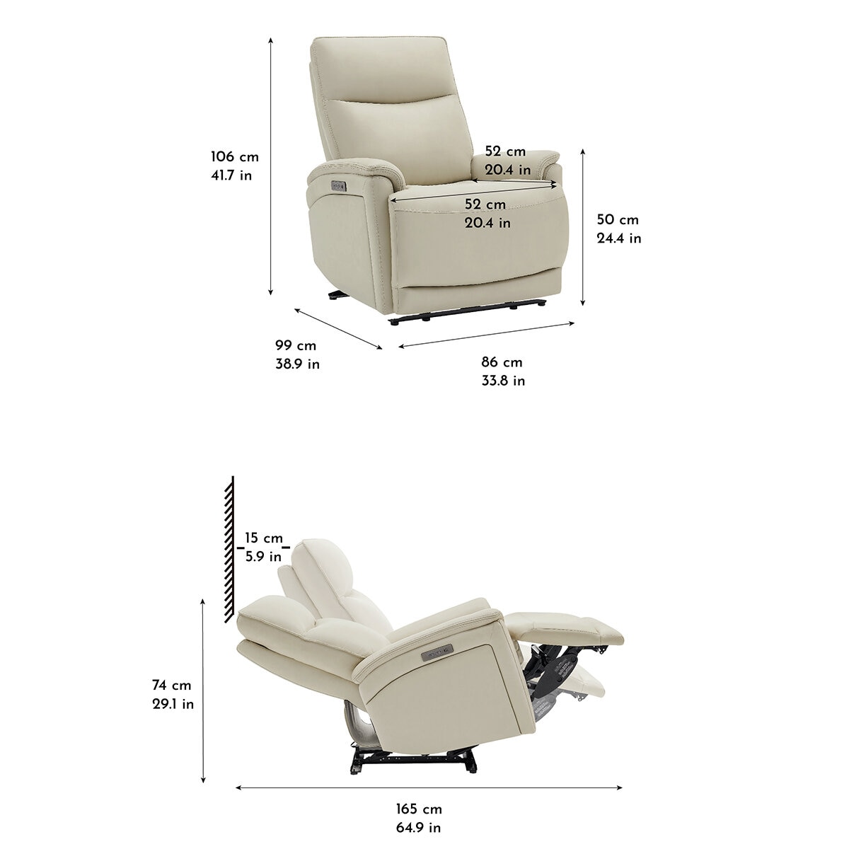 Gilman Creek Furniture, Sillón Reclinable Eléctrico de Cuero