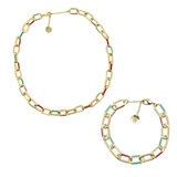 Mayfer, Juego de Pulsera y Collar de Eslabones con Esmalte de Colores