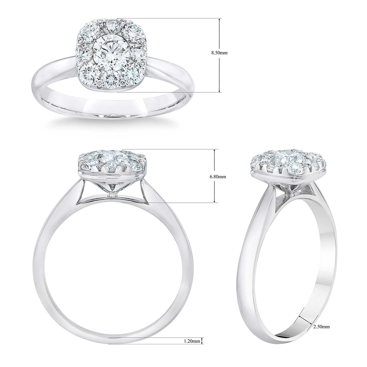 Anillo, Diamantes 0.71ctw, Oro Blanco 14K