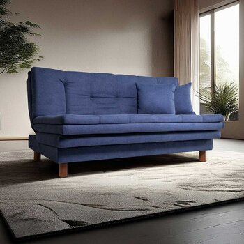 Violanti, Sofá Cama de 3 Plazas, Sin Brazo, Color Azul