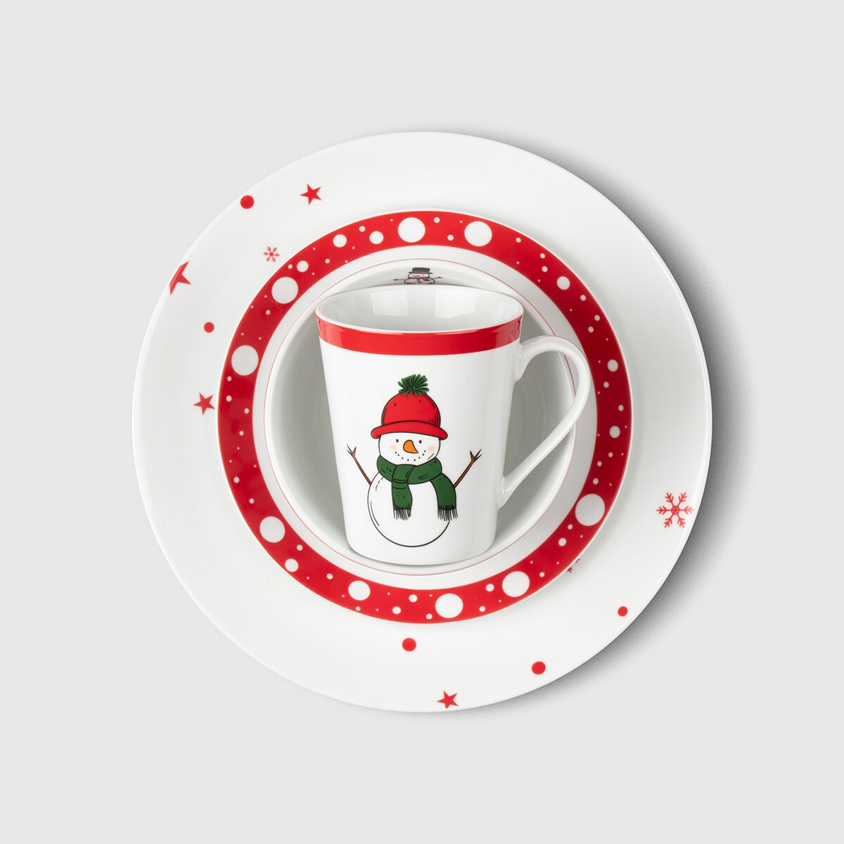 Crown Baccara Vajilla de Porcelana 16 piezas, Muñeco de Nieve