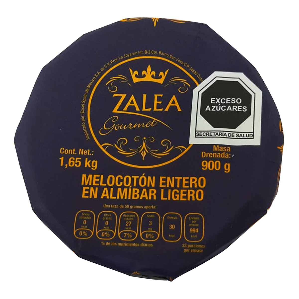 Zalea Melocotón Gourmet Entero en Almíbar 1,650 g