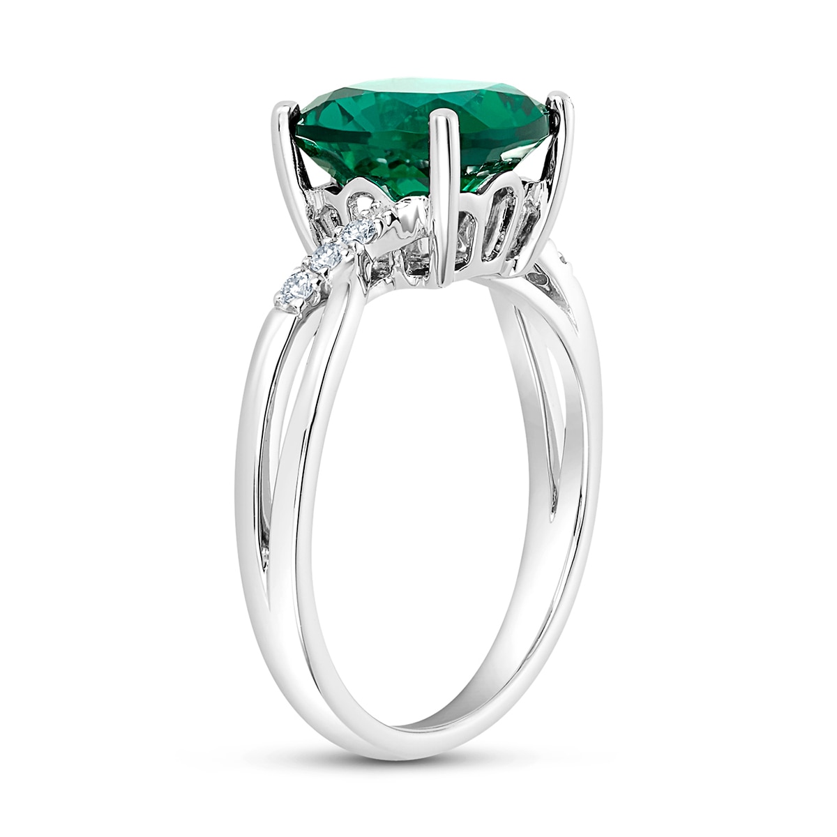 Anillo de Esmeralda Creado y Diamantes,