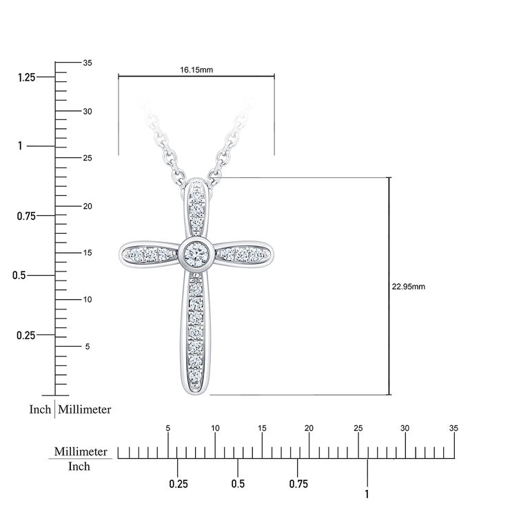 Dije de Cruz de Diamantes 0.20ctw, Oro Blanco 14K