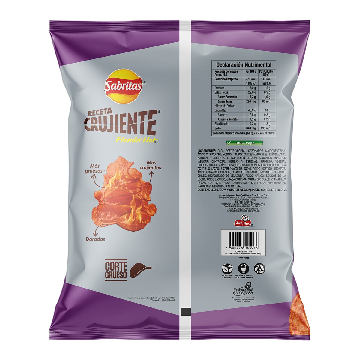 Sabritas Flamin Hot Receta Crujiente 490g