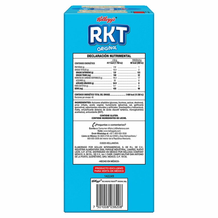 Kellogg's Barras de Arroz Inflado Rice Krispies 40 pzas de 22 g