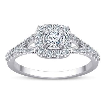 Anillo, 0.60ctw Diamantes, Oro Blanco 14kt