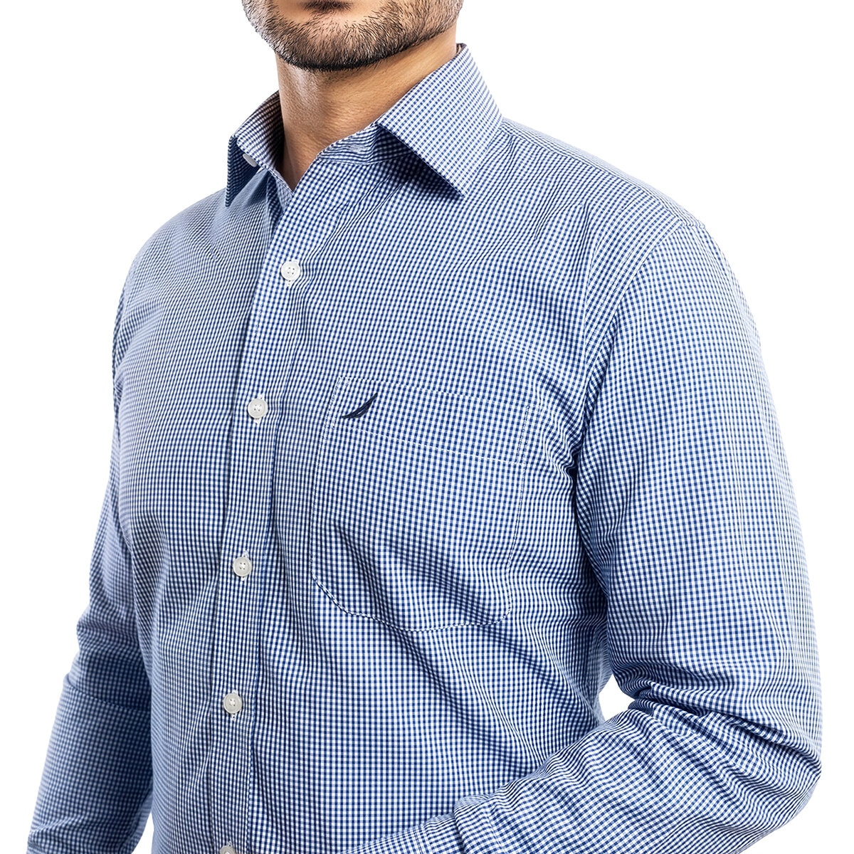 Nautica Camisa para Caballero Azul Cuello 15.5 Manga 32/33