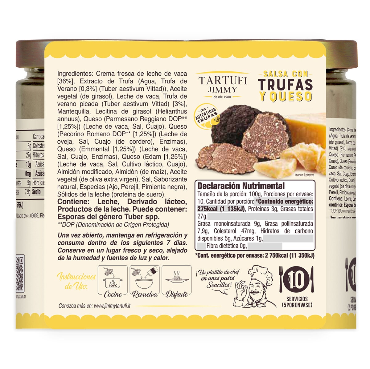 Tartufi Jimmy Salsa para Pasta Sabor Trufa y Queso 2/500 g