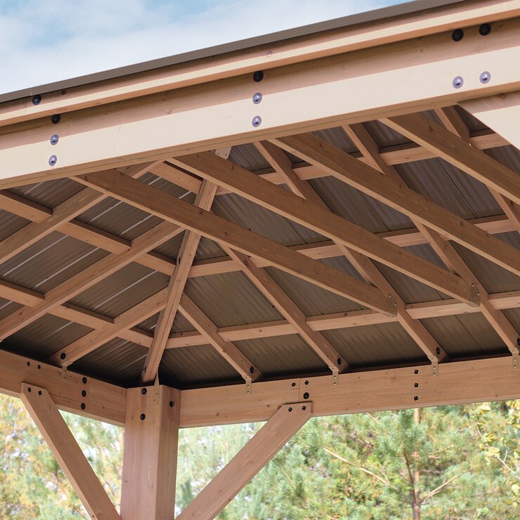 Yardistry Pérgola de Madera con Techo de Aluminio de 3.6m x 4.8m