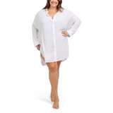 Lands' End Camisa de Playa para Dama Blanco Extra Chica/Chica