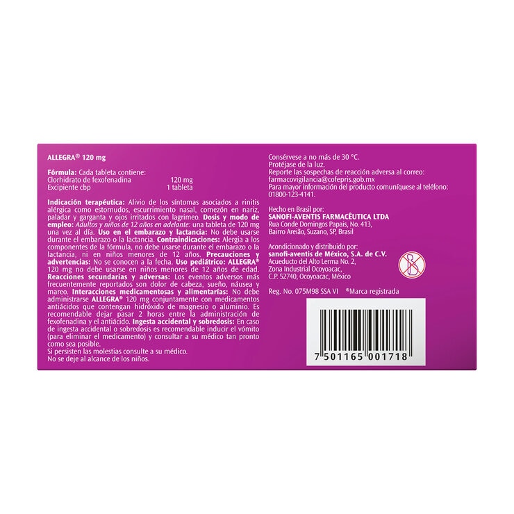 Allegra 120 mg 10 Tabletas