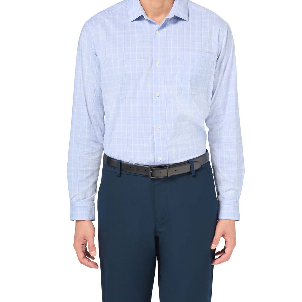 Kirkland Signature Camisa para Caballero Azul con verde Manga 14-14.5 Cuello 34/34