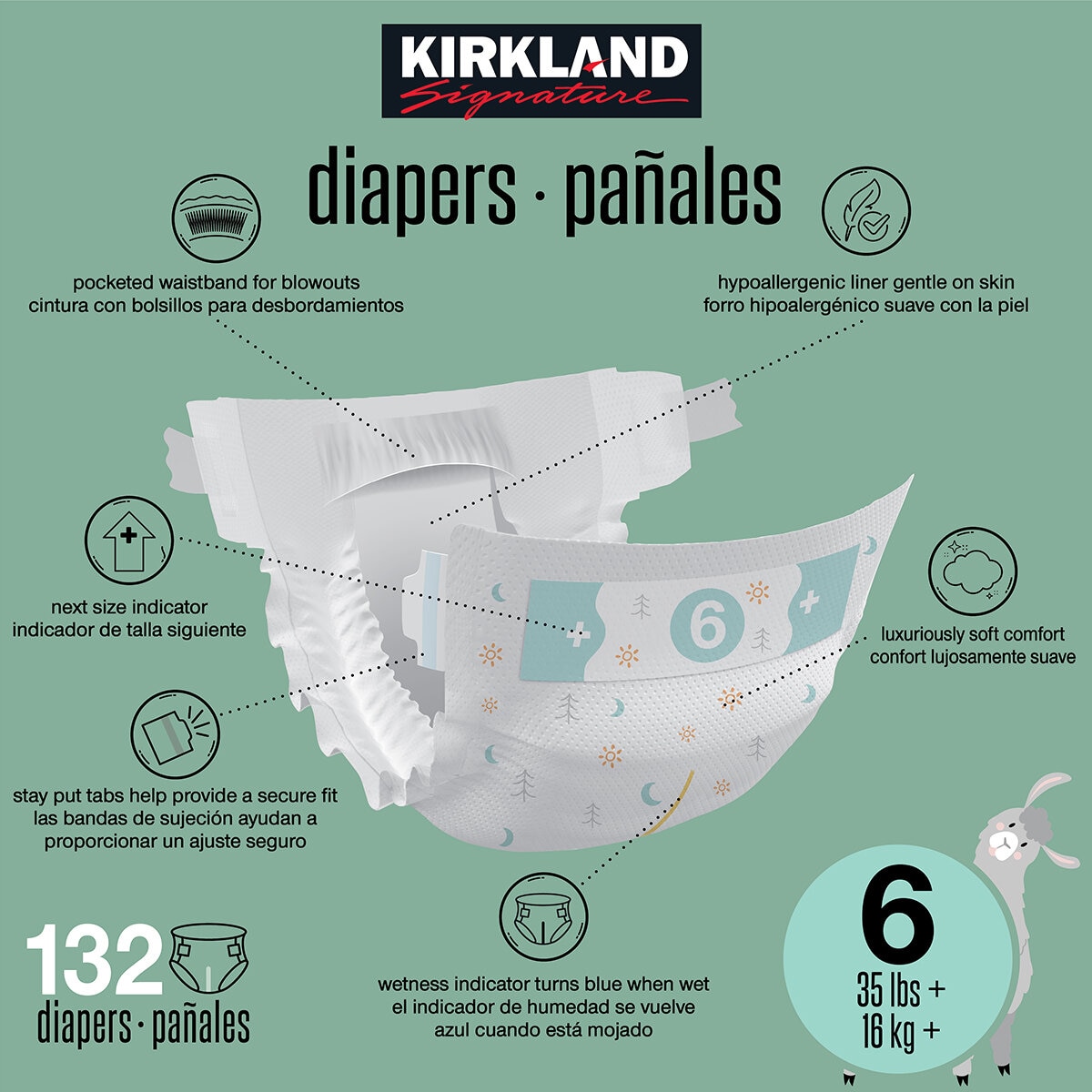 Kirkland Signature Pañales Etapa 6 Unisex 132 pzas