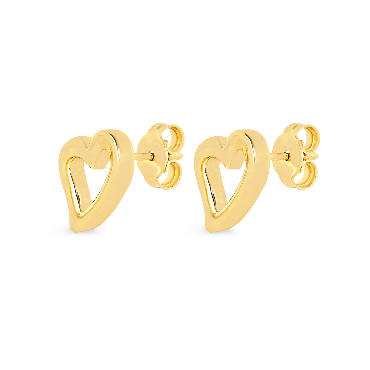 Aretes de Corazon, Oro Amarillo 14K