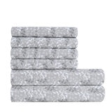 South Point Juego de Sábanas Tamaño Matrimonial 6 piezas Hojas Gris