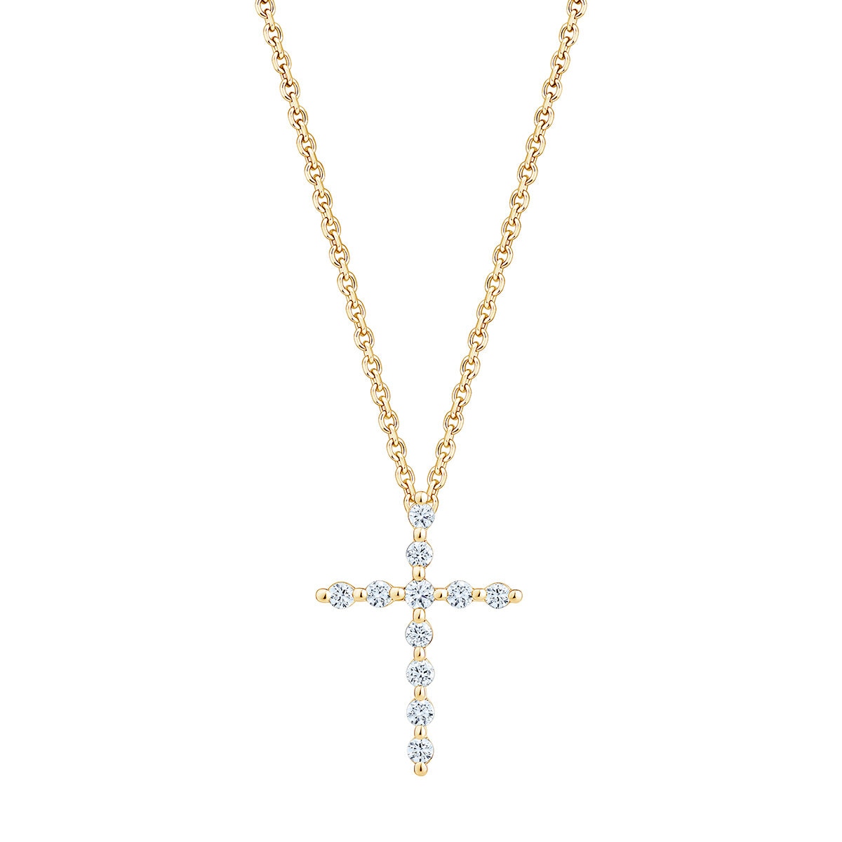 Dije de Cruz de Diamantes, Oro Amarillo 14K