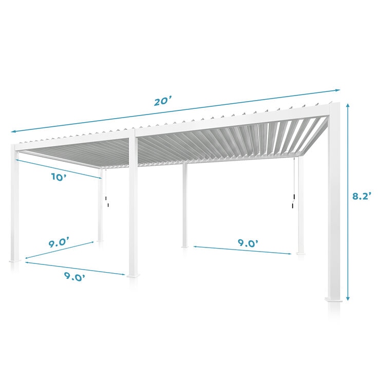 Zhengte, Pérgola de Aluminio de 3m x 6m, Color Blanco