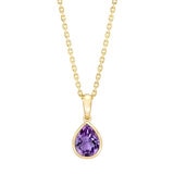 Collar de Gota, Amatista Morada, Oro 14k