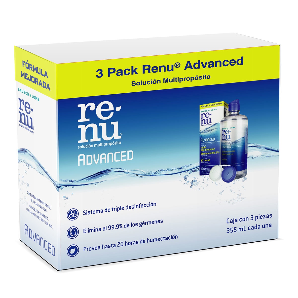 Renu Advanced Solución Multipropósito 3 Frascos de 355mL c/u